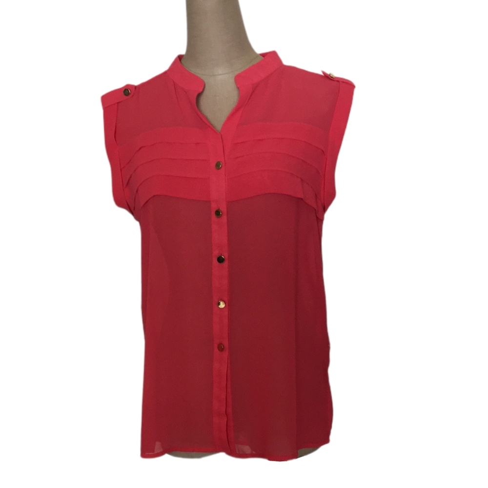 Shinestar Sleeveless Button Down Blouse NWOT Sz M